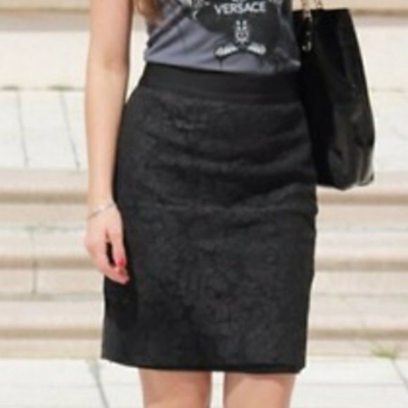 J. Crew Factory Dresses & Skirts - J. Crew Black Lace Pencil Skirt
